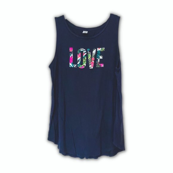 LOVE Tank Ultra Soft Graphic Tank Tropical Graphic GRAY SZ Small NEW! - Picture 5 of 9